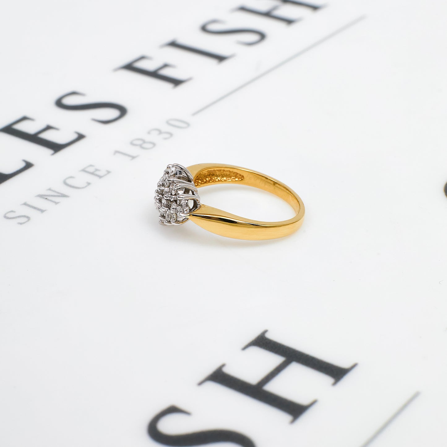 Pre-Owned 9ct Gold Rhombus Shape Diamond Cluster Ring Size J