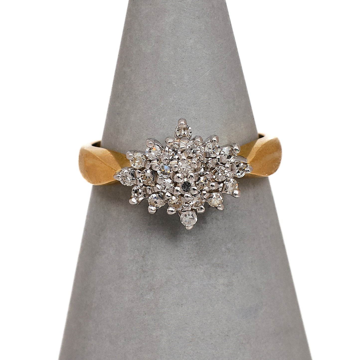 Pre-Owned 9ct Gold Rhombus Shape Diamond Cluster Ring Size J