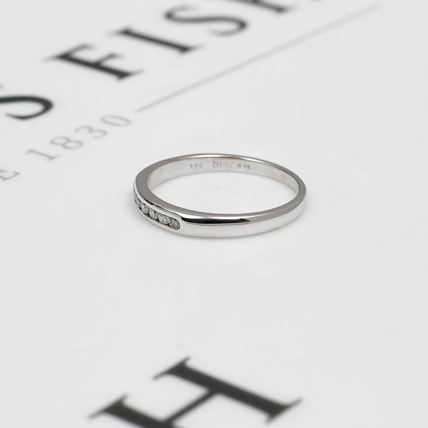 Pre-Owned 9ct White Gold & 7 Diamond Ring Size M.5