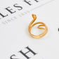 Pre-Owned 14ct Gold Green Eyes Snake Ring Size P
