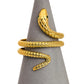 Pre-Owned 14ct Gold Green Eyes Snake Ring Size P