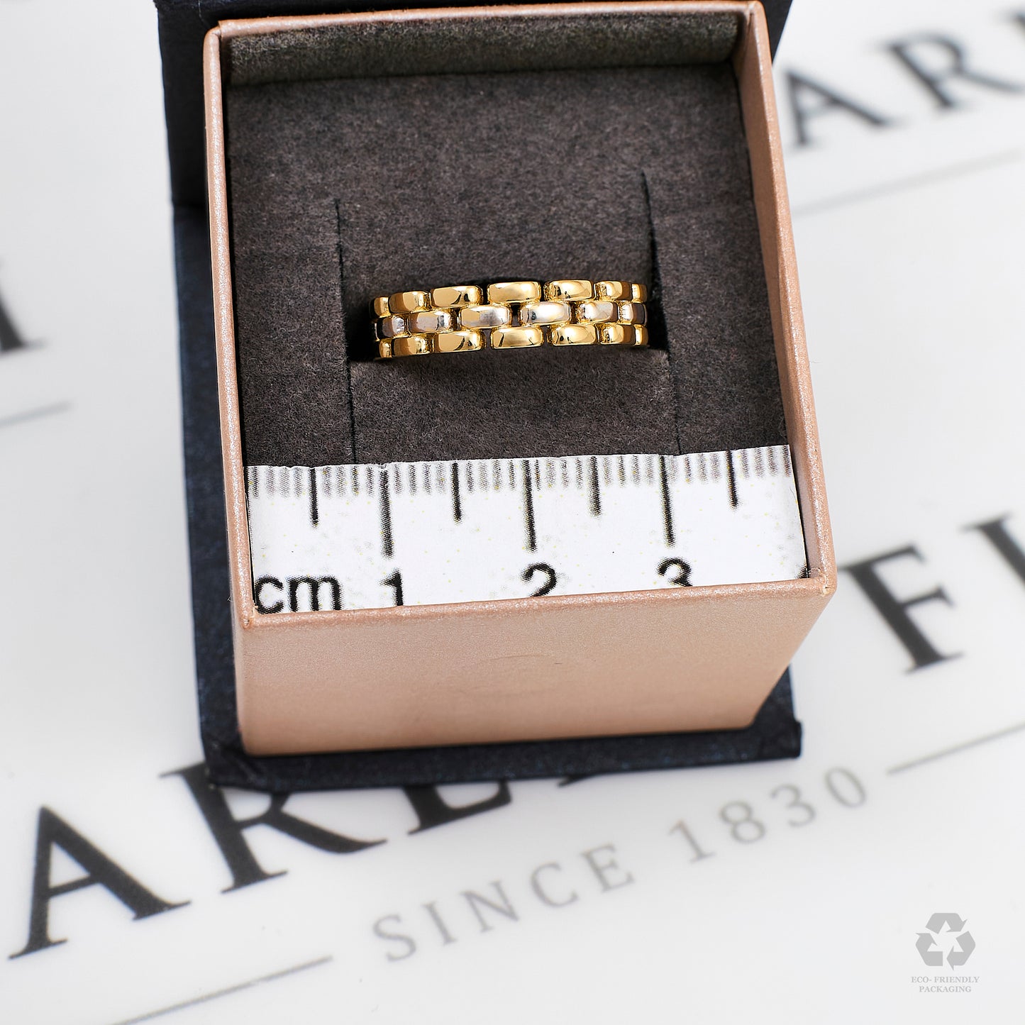 Pre-Owned 14ct Gold Brick Design Band Ring Size N