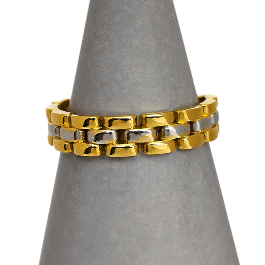 Pre-Owned 14ct Gold Brick Design Band Ring Size N