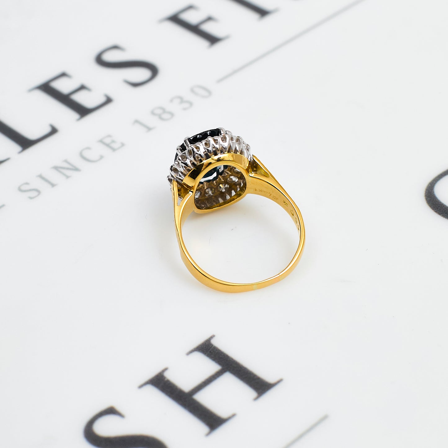 Pre-Owned 18ct Gold Sapphire & Diamond Cluster Ring Size O