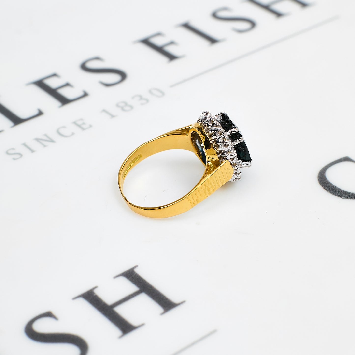 Pre-Owned 18ct Gold Sapphire & Diamond Cluster Ring Size O