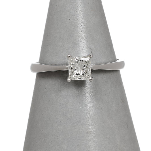 Pre-Owned 18ct White Gold Princess Cut Diamond Ring Size O
