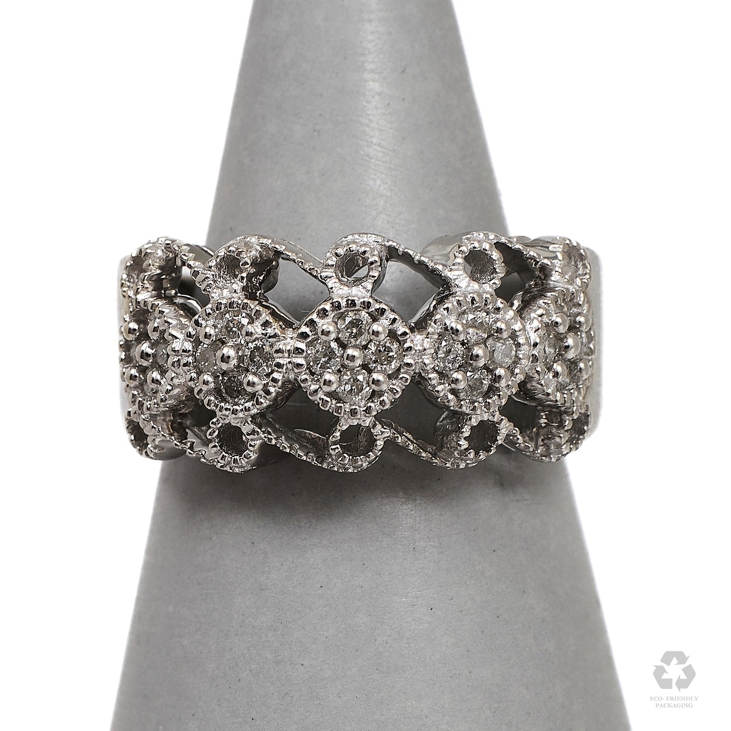 Pre-Owned 9ct White Gold Diamond 5 Circle Ring Size N.5