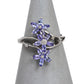Pre-Owned 9ct White Gold Diamond & Tanzanite 3 Flower Ring