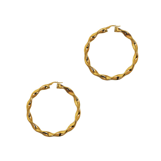 Pre-Owned 9ct Gold Twist Creole Hoop Earrings