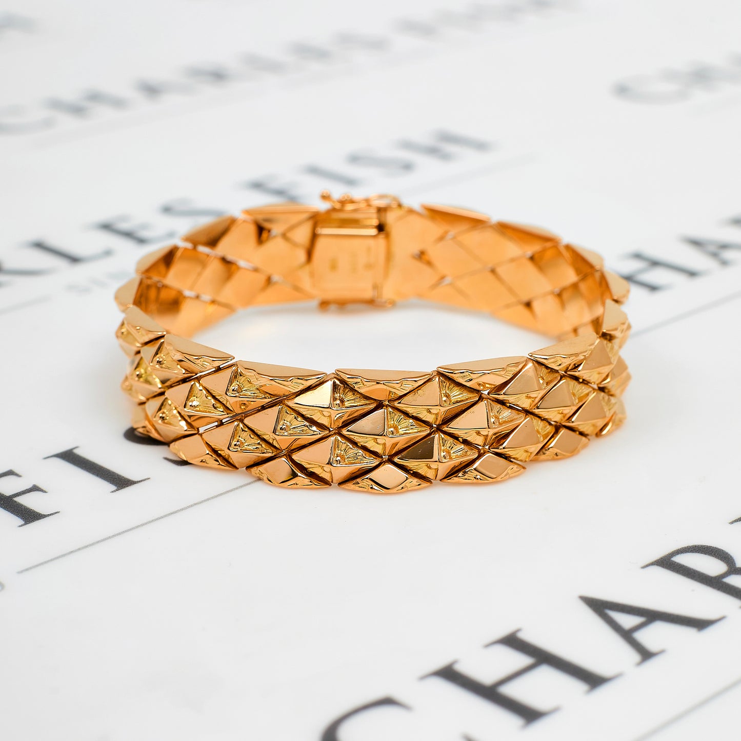Pre-Owned 18ct Gold Rhombus Brickwork Bracelet