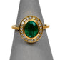 Pre-Owned 14ct Gold Emerald & Diamond Cluster Ring Size Q