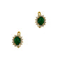 Pre-Owned 18ct Gold Oval Emerald & Diamond Cluster Earrings