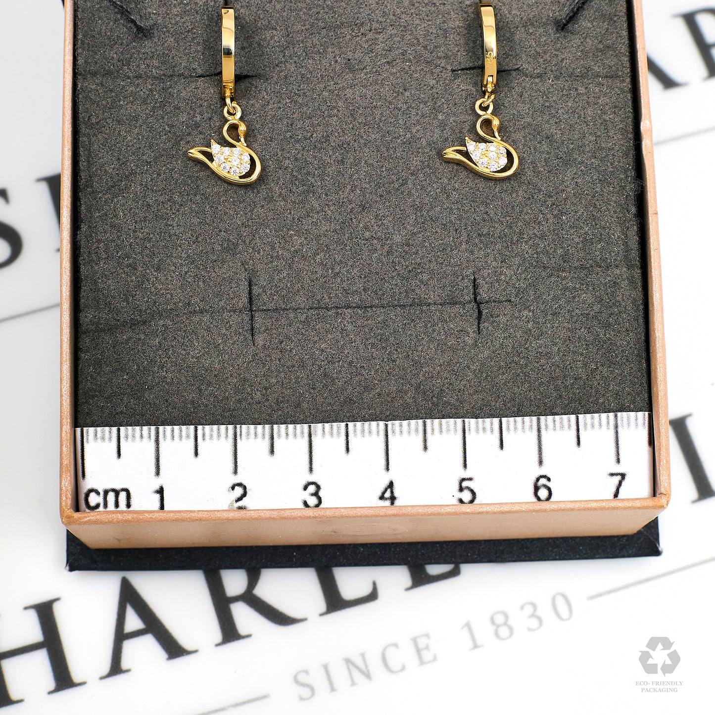Pre-Owned 14ct Gold Huggie Earrings & CZ Swan Drops