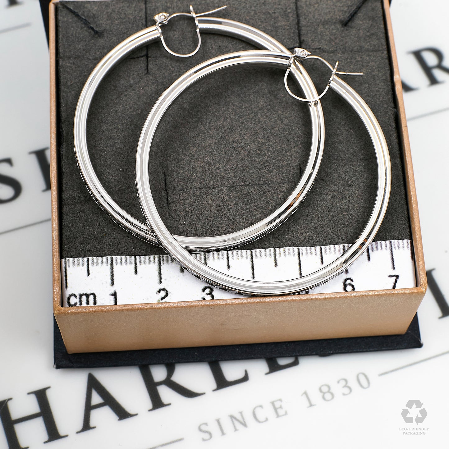 Pre-Owned 9ct White Gold CZ Creole Hoop Earrings