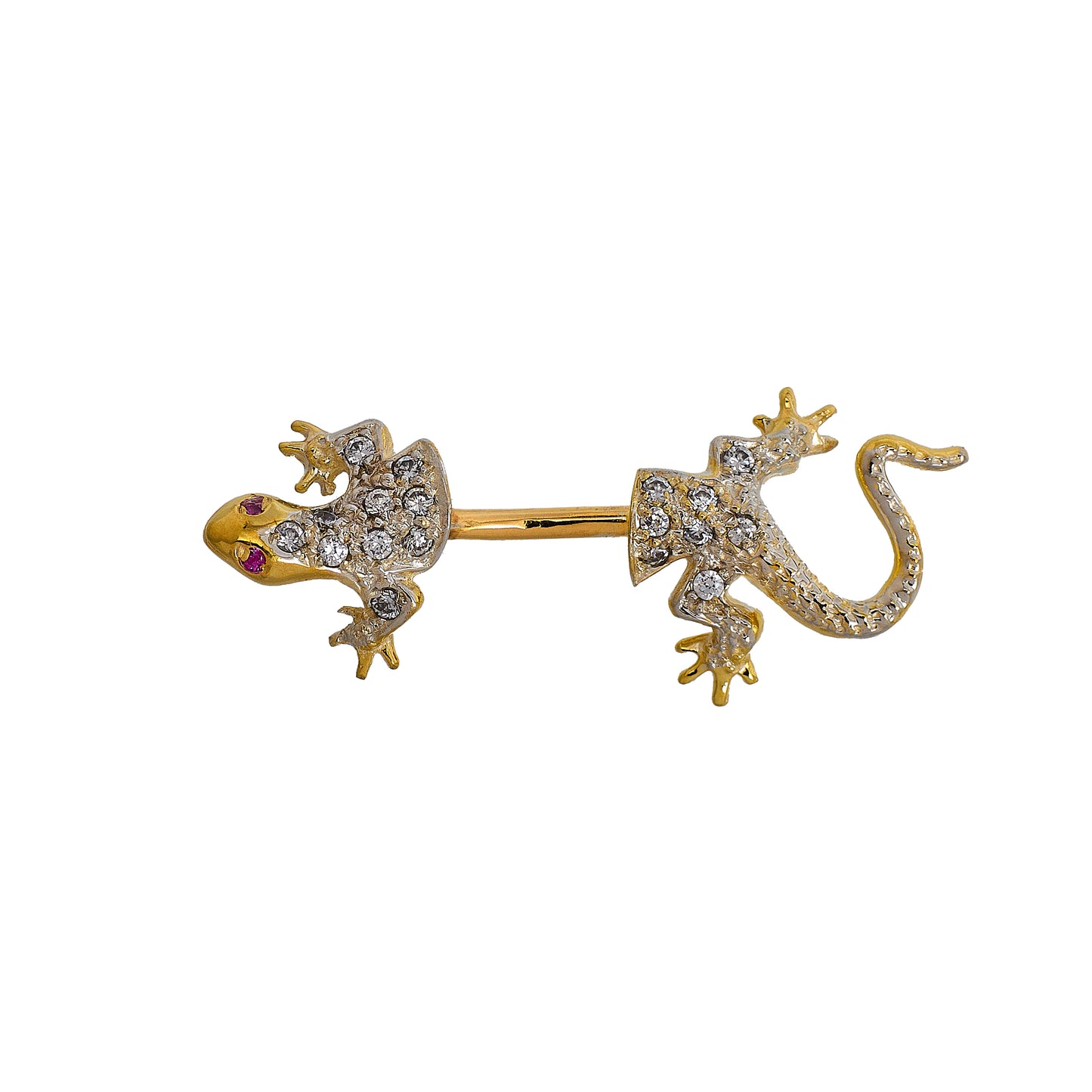 Pre-Owned 9ct Gold CZ Lizard Design Belly Bar