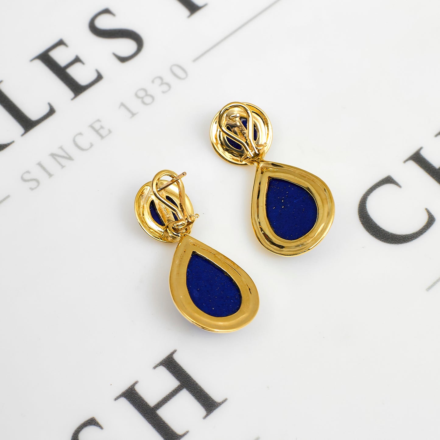 Pre-Owned 9ct Gold Lapis Lazuli Drop Earrings