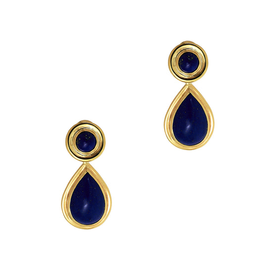Pre-Owned 9ct Gold Lapis Lazuli Drop Earrings