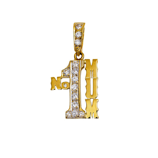 Pre-Owned 9ct Gold CZ NO 1 MUM Cherish Pendant