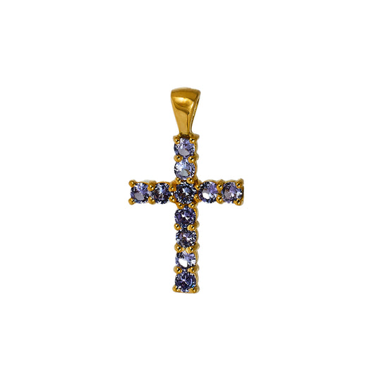 Pre-Owned 18ct Gold Tanzanite Cross Pendant