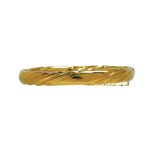 Pre-Owned 9ct Gold Hinged Twist  Bangle & Safety Chain