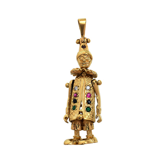 Pre-Owned 9ct Gold Synthetic Stone Clown Pendant