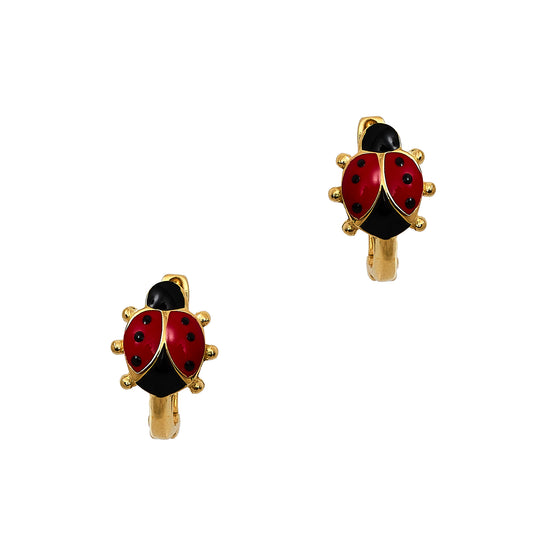 Pre-Owned 14ct God Ladybird Enamel Earrings
