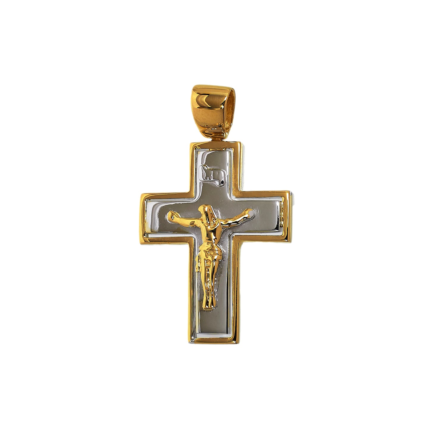 Pre-Owned 18ct Gold 2 Tone Crucifix Pendant