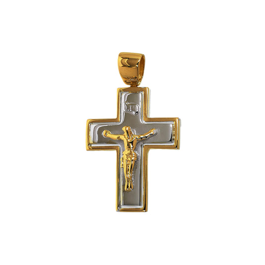 Pre-Owned 18ct Gold 2 Tone Crucifix Pendant