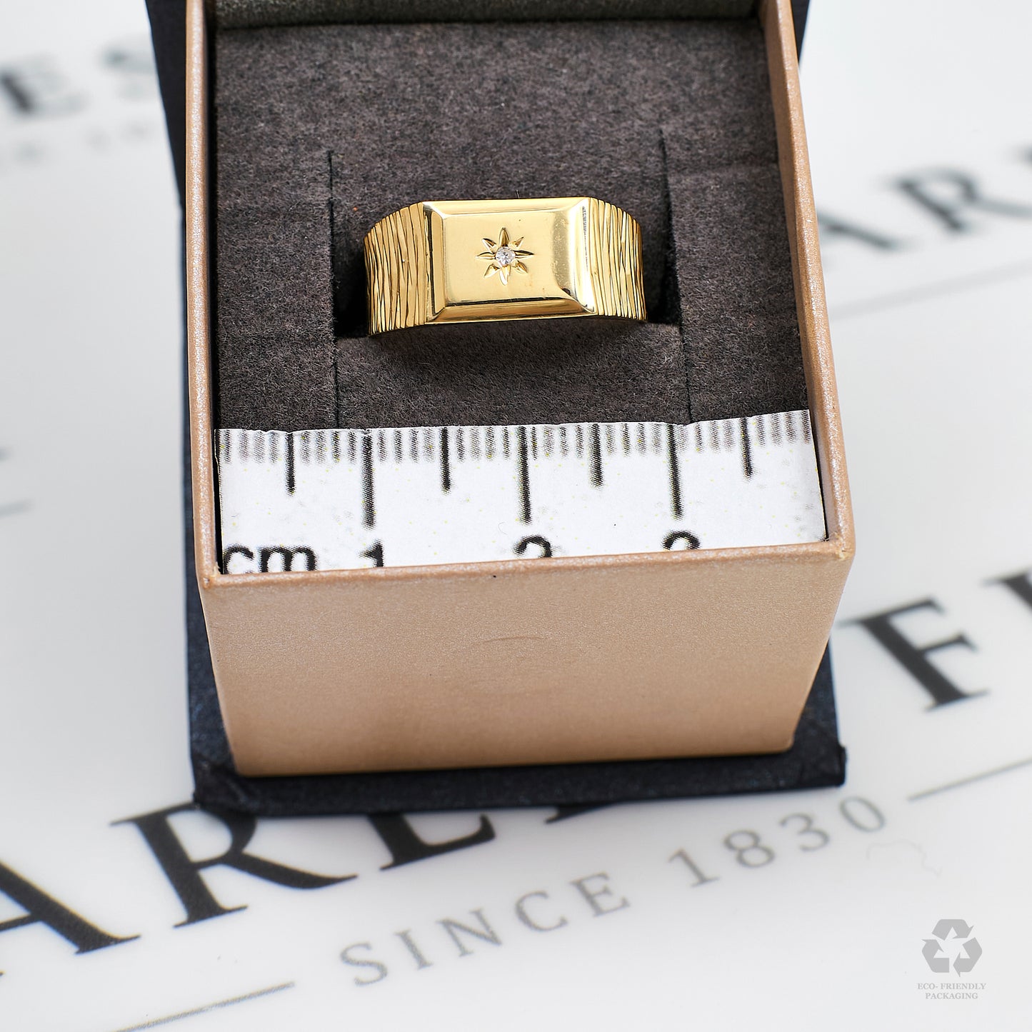 Pre-Owned 9ct Gold Diamond Set Square Signet Ring Size M.5