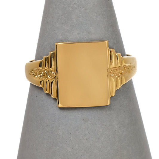 Pre-Owned 9ct Gold Mens Signet Ring Size W