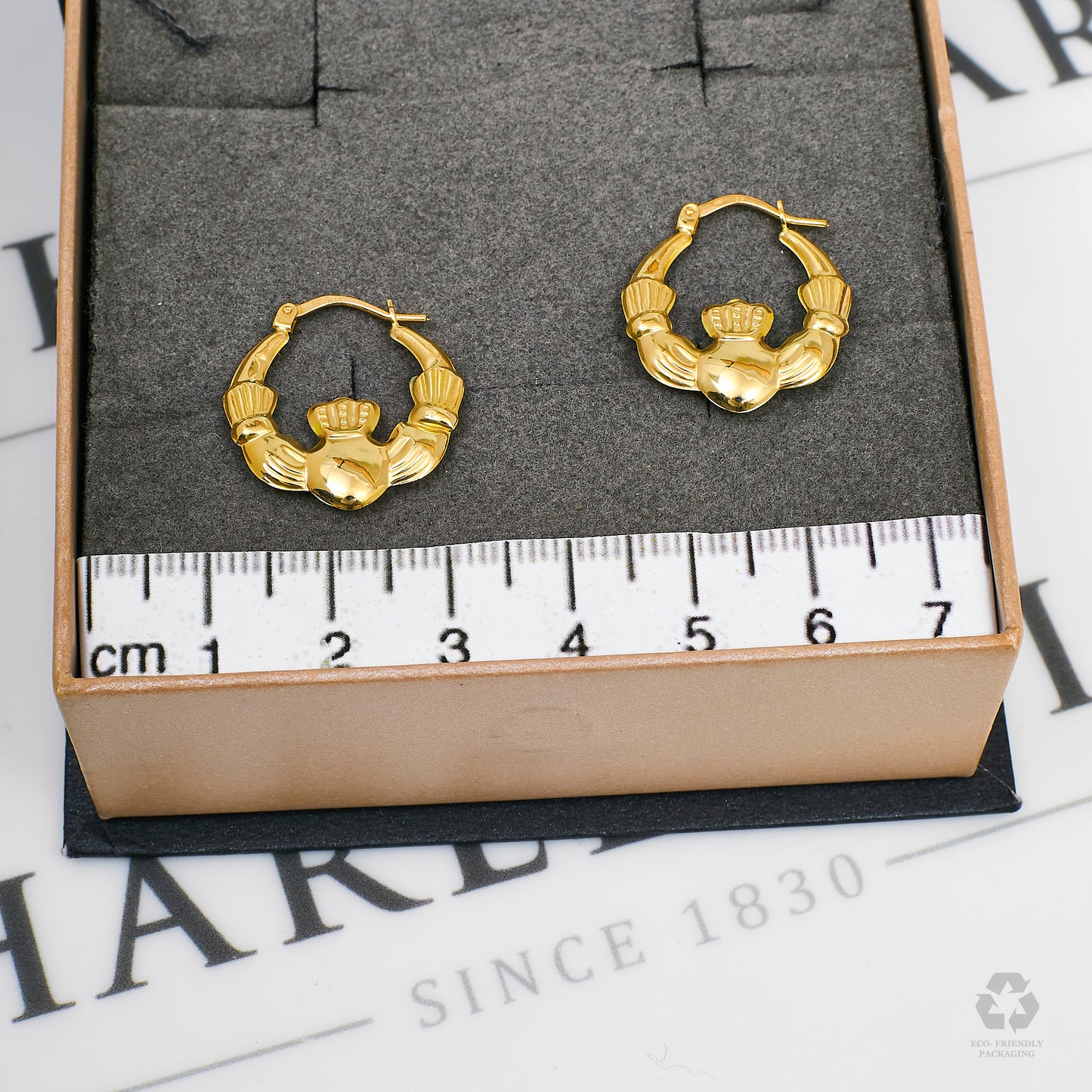 Pre-Owned 9ct Gold Claddagh Hoop Earrings