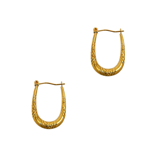 Pre-Owned 9ct Gold U Shape Creole Hoop Earrings