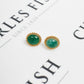Pre-Owned 9ct Gold Oval Cabochon Dyed Jade Stud Earrings