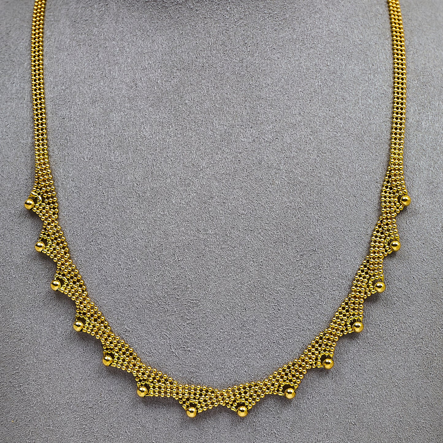 Pre-Owned 18ct Gold 3 Row Bead Dress Necklace 17 Inch