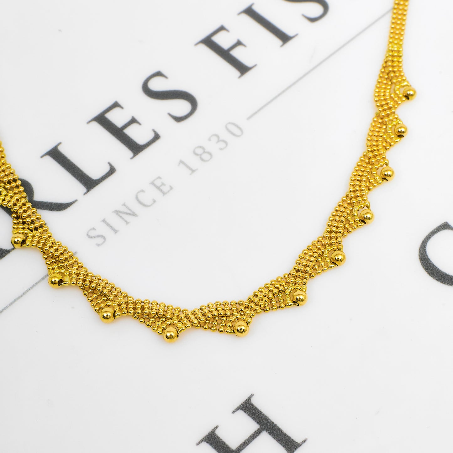 Pre-Owned 18ct Gold 3 Row Bead Dress Necklace 17 Inch