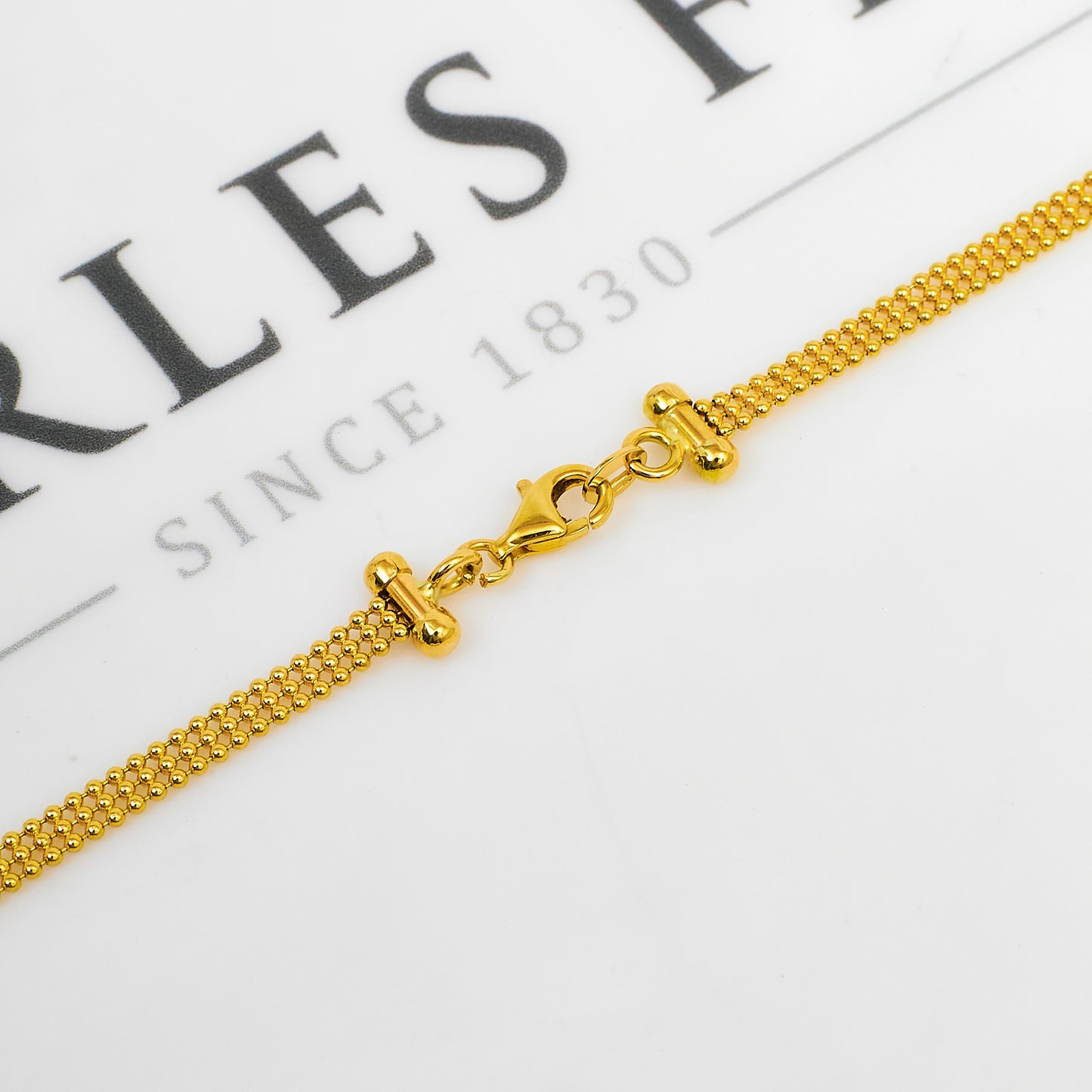 Pre-Owned 18ct Gold 3 Row Bead Dress Necklace 17 Inch
