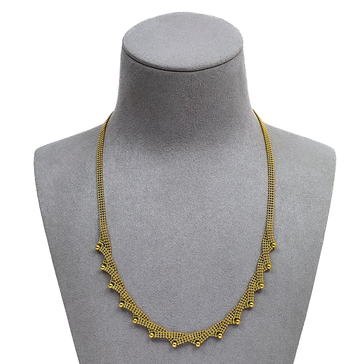 Pre-Owned 18ct Gold 3 Row Bead Dress Necklace 17 Inch