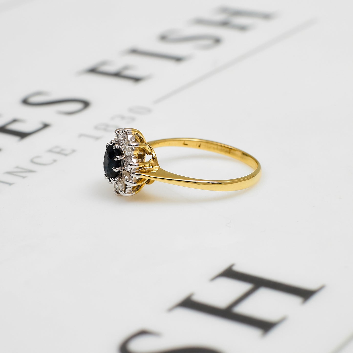 Pre-Owned 9ct Gold Sapphire & Diamond Cluster Ring Size K.5