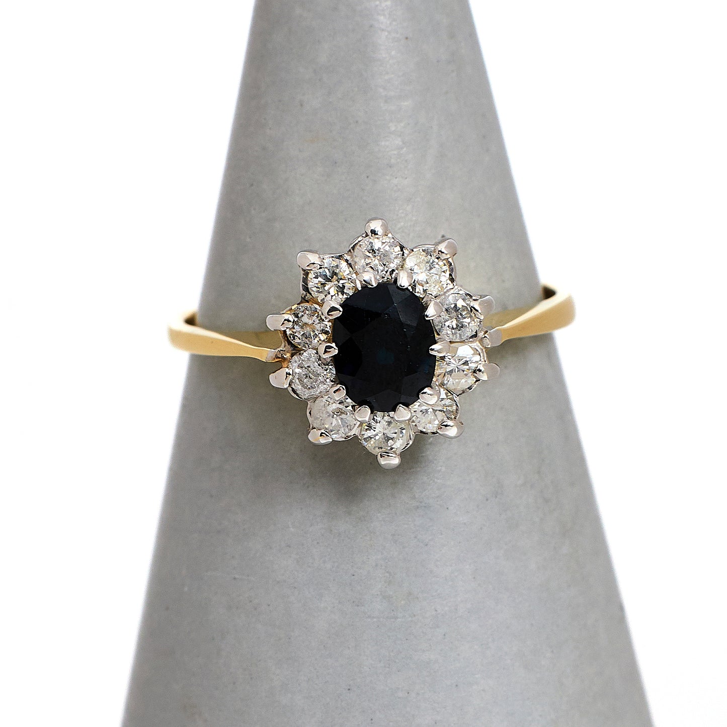 Pre-Owned 9ct Gold Sapphire & Diamond Cluster Ring Size K.5