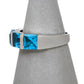 Pre-Owned 18ct White Gold 3 Square Topaz Ring Size S