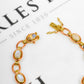 Pre-Owned 14ct Gold Moonstone Cabocohon Bracelet 7 Inch
