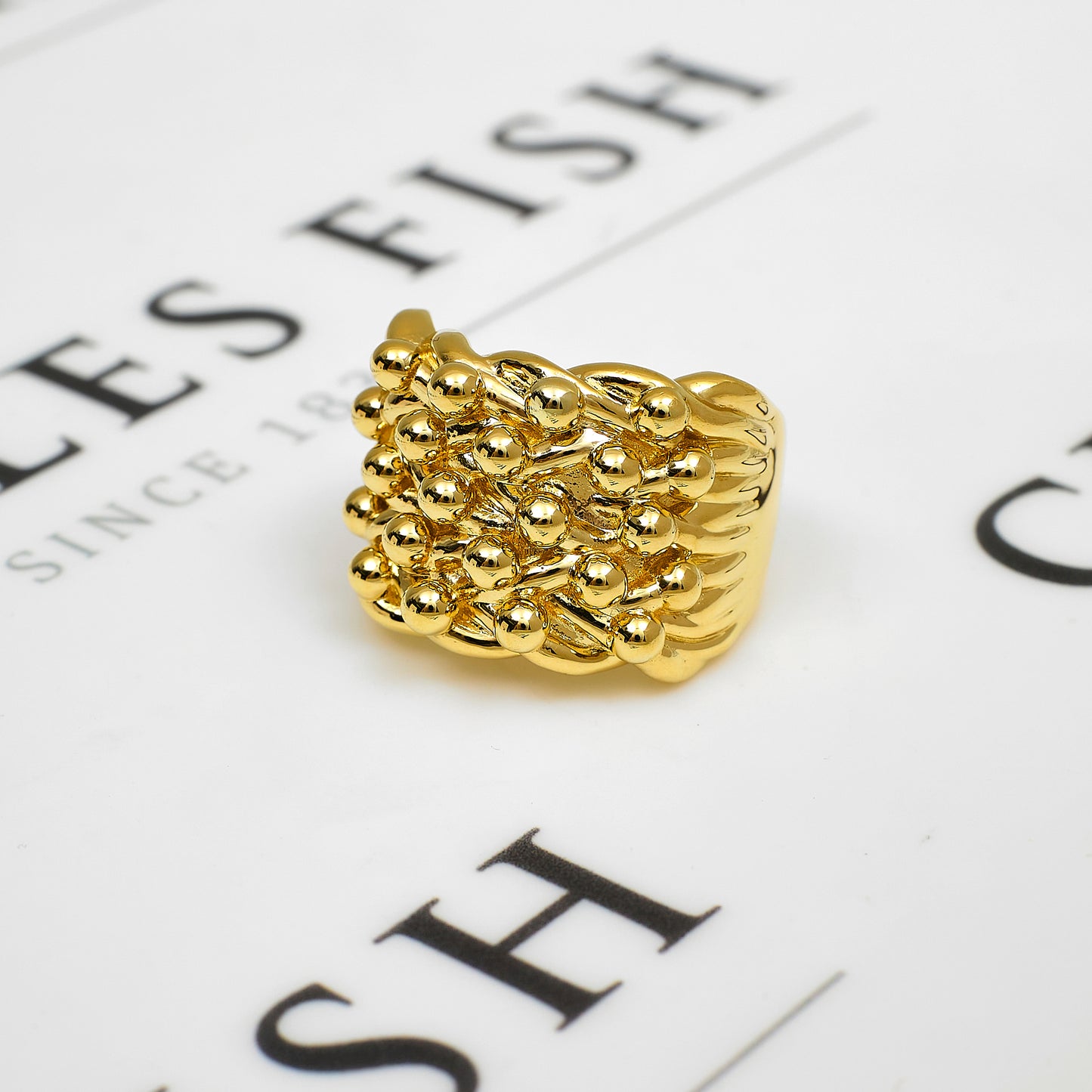 Pre-Owned 9ct Gold Mens 5 Row Shot Ring Size Z+1