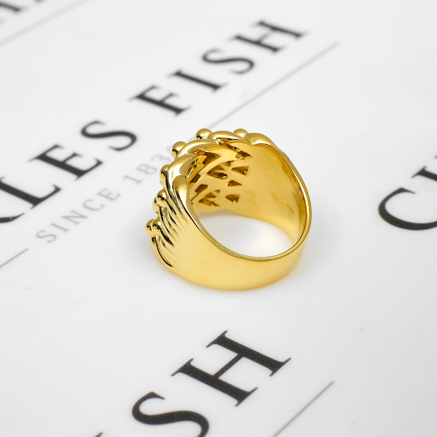 Pre-Owned 9ct Gold Mens 5 Row Shot Ring Size Z+1