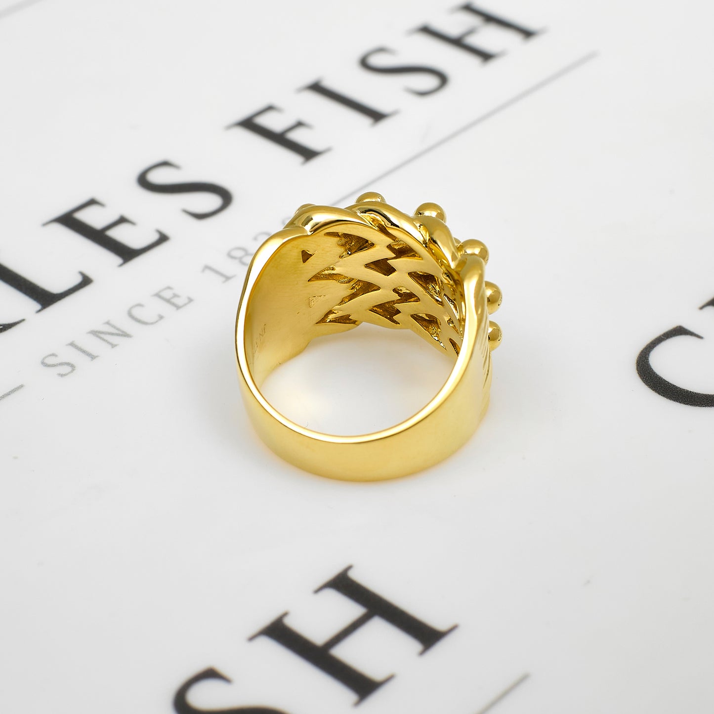 Pre-Owned 9ct Gold Mens 5 Row Shot Ring Size Z+1