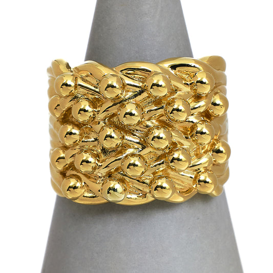 Pre-Owned 9ct Gold Mens 5 Row Shot Ring Size Z+1