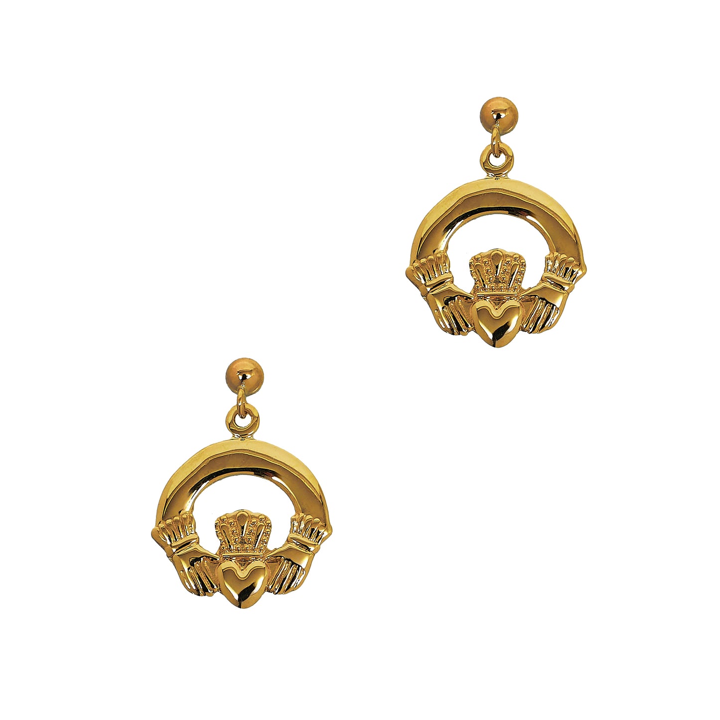 Pre-Owned 9ct Gold Claddagh Drop Earrings