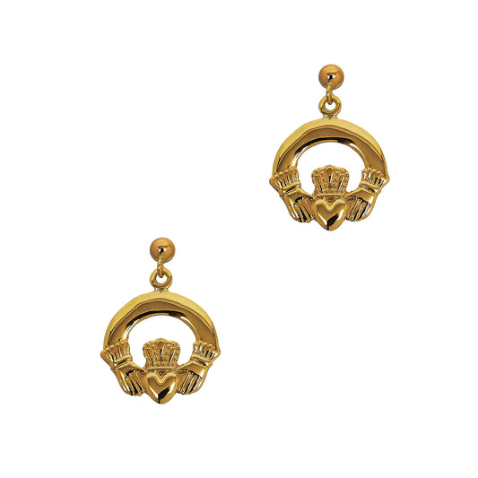 Pre-Owned 9ct Gold Claddagh Drop Earrings
