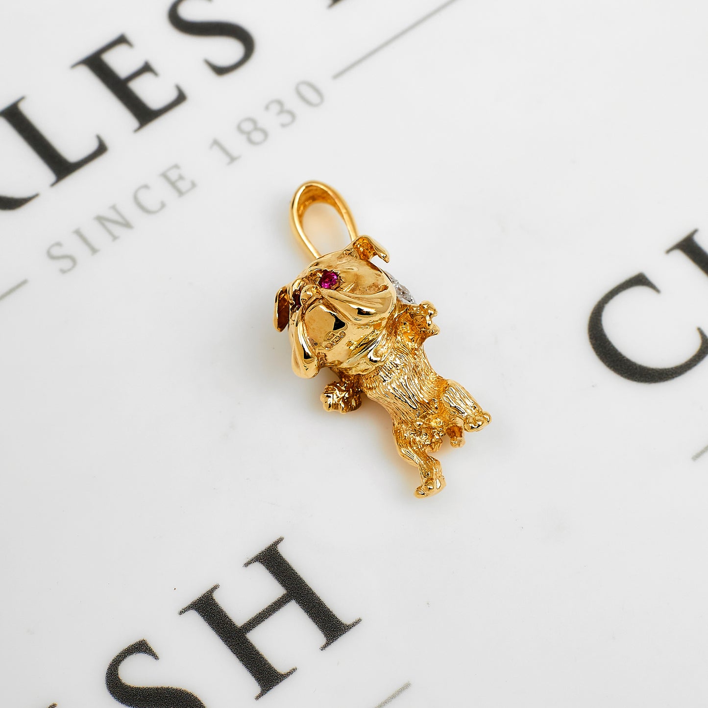 Pre-Owned 9ct Gold CZ Bulldog Pendant