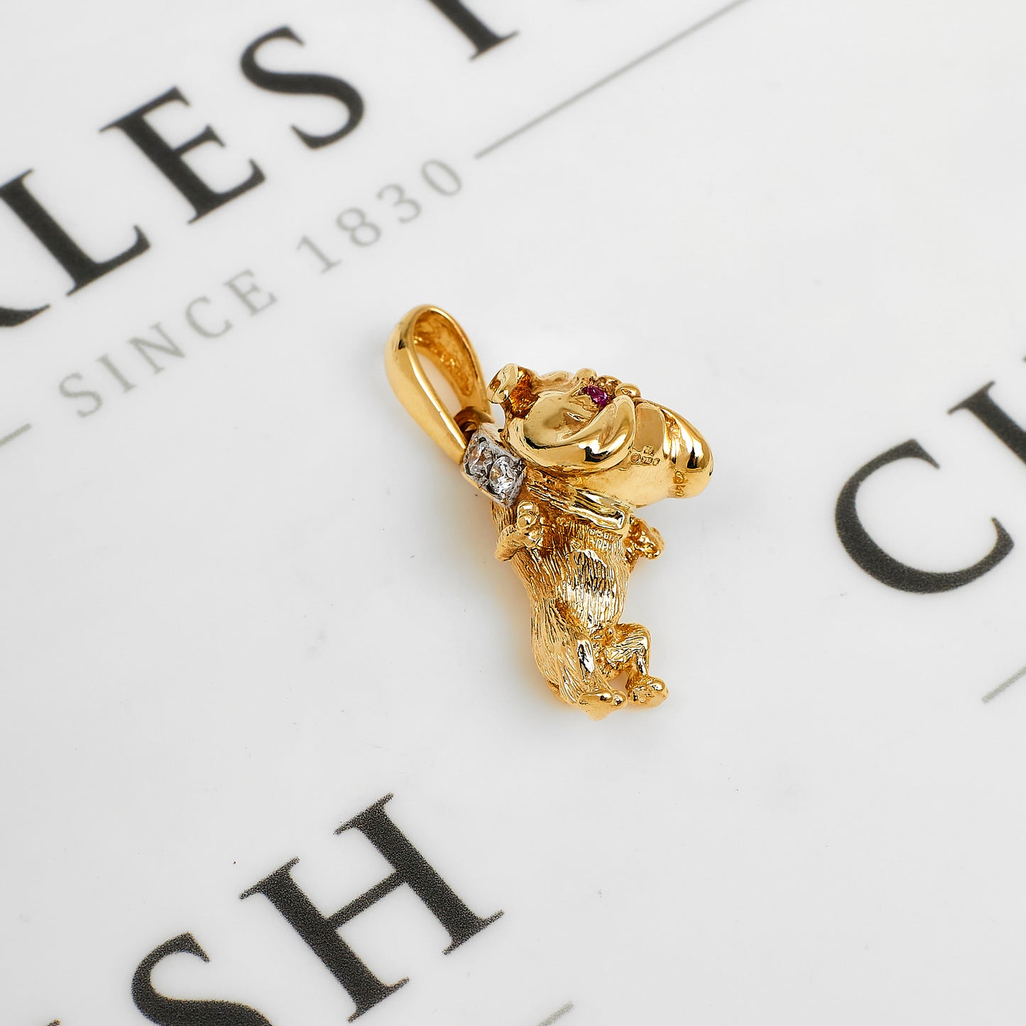 Pre-Owned 9ct Gold CZ Bulldog Pendant