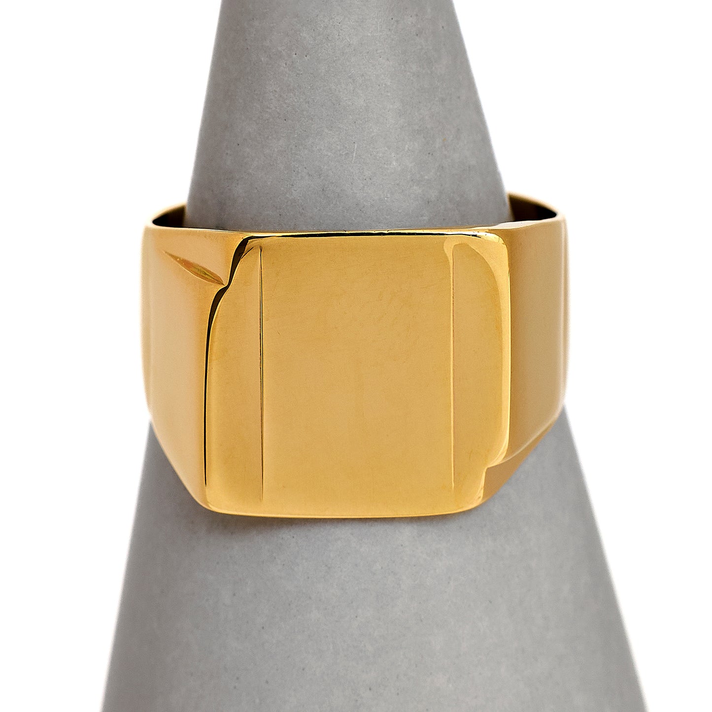 Pre-Owned 9ct Gold Mens Curved Sides Rectangle Signet Ring